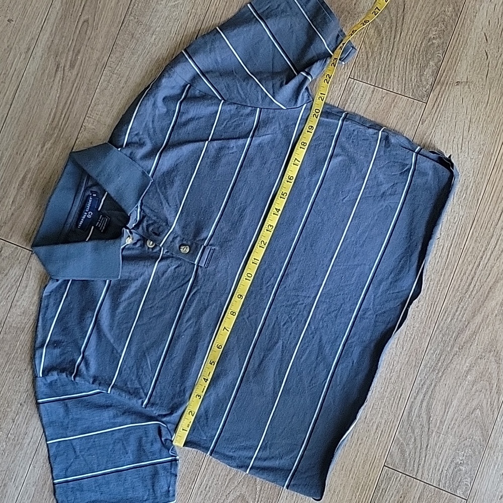 Preppy cut off collard shirt 👕 blue L XL - Picture 5 of 8